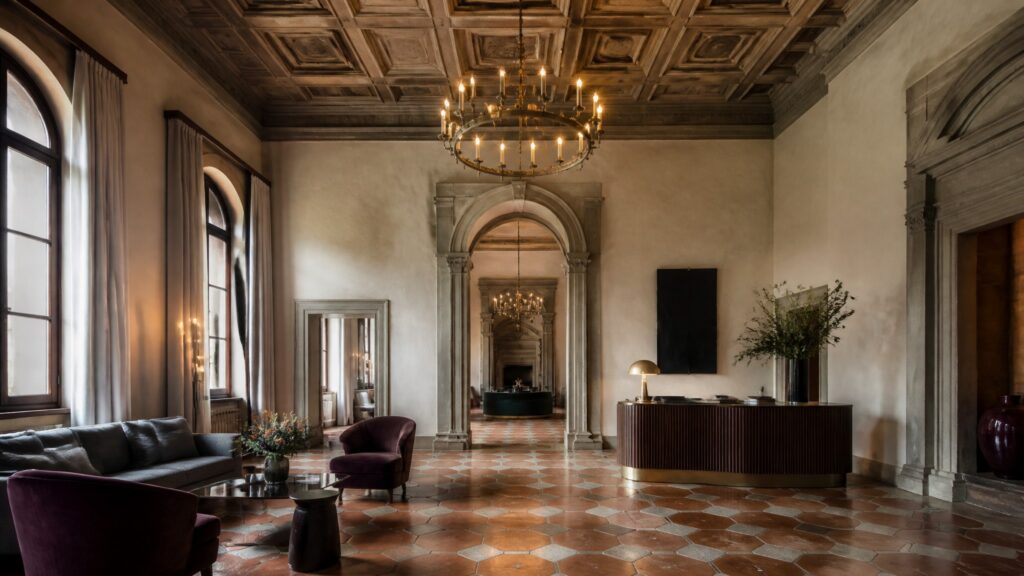 Florence heritage hotel interior with modern bespoke furnishing by SimpleCentury