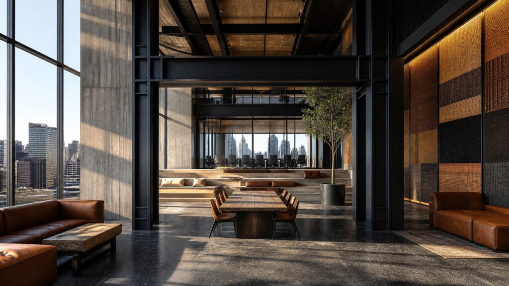 Robust turnkey workspace in Johannesburg with industrial-grade custom furniture