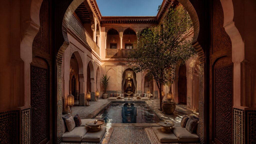 Moroccan-inspired hotel interior in Marrakesh with turnkey craft furnishing