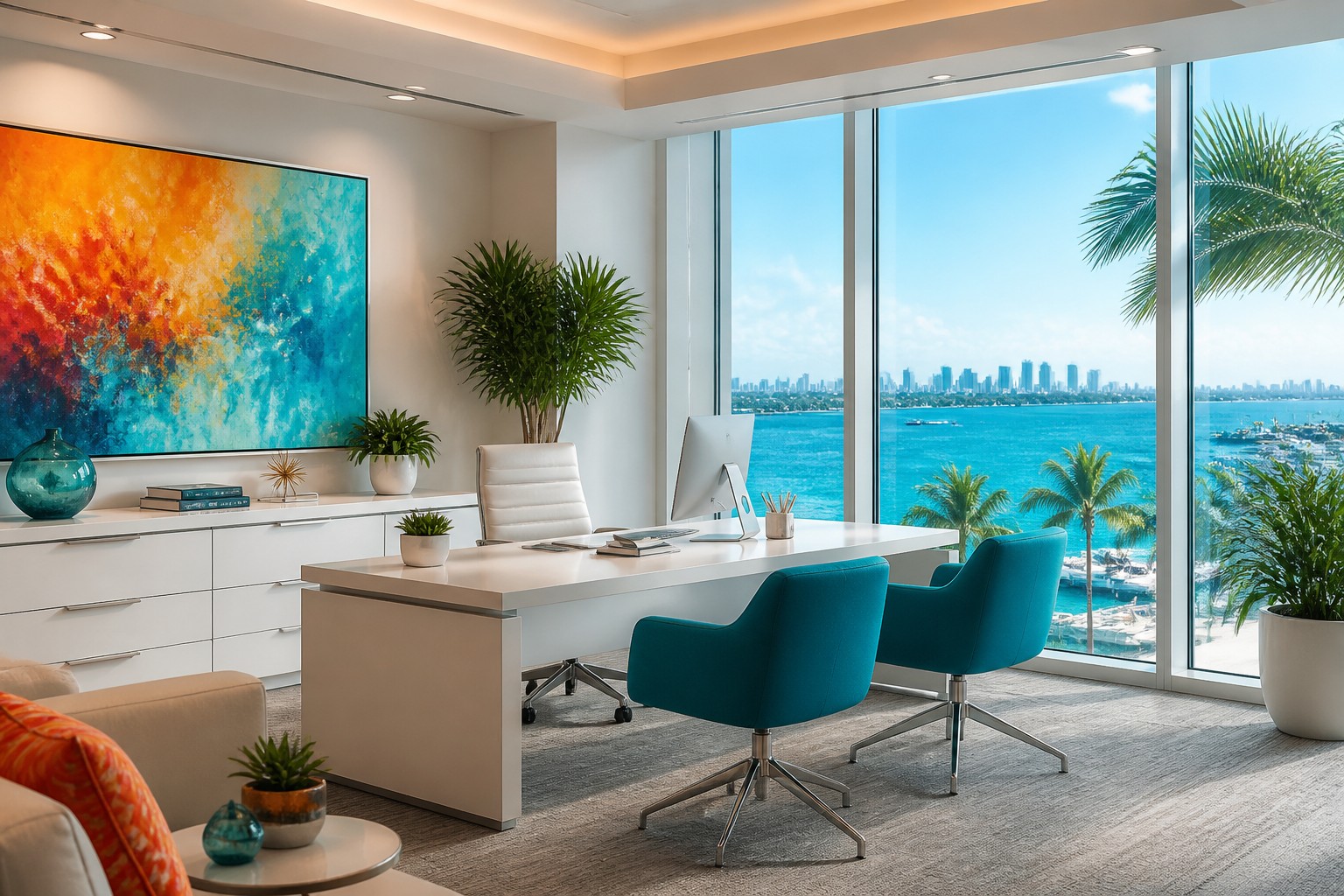 Miami Coast: Vibrant Turnkey Office Interiors for Global Business