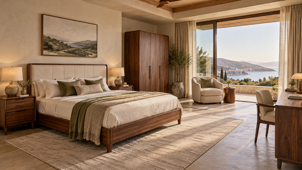 AI concept of a coordinated boutique hotel suite furniture package