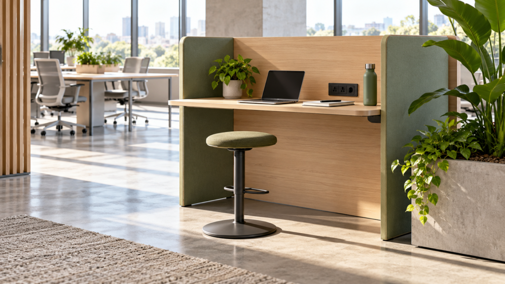 AI concept of a compact office touchdown desk